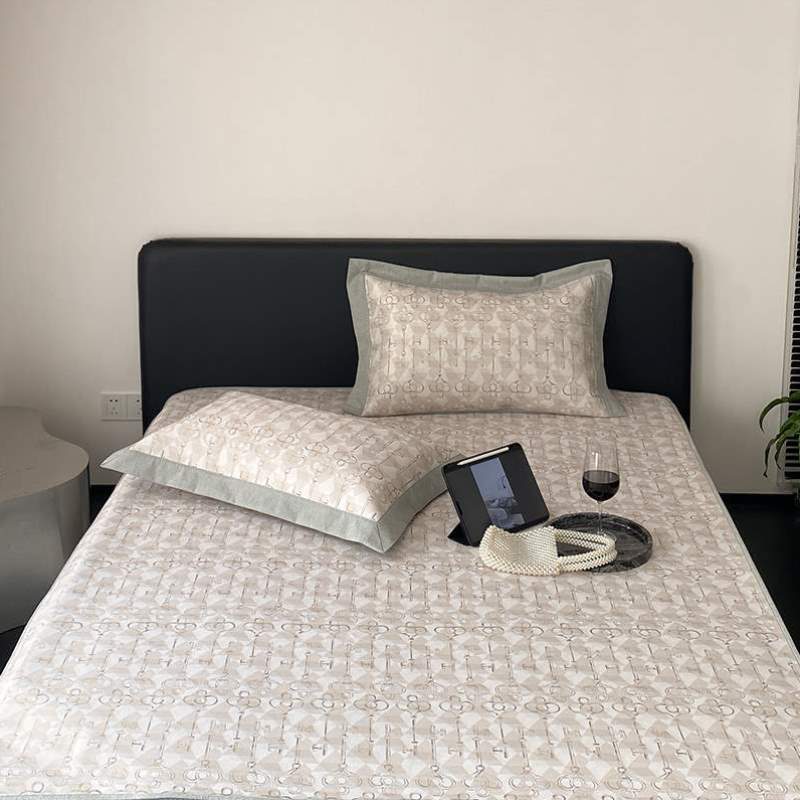 套凉席罗兰1200D高端三件套席子可水洗凉感软床垫夏季床笠款冰丝