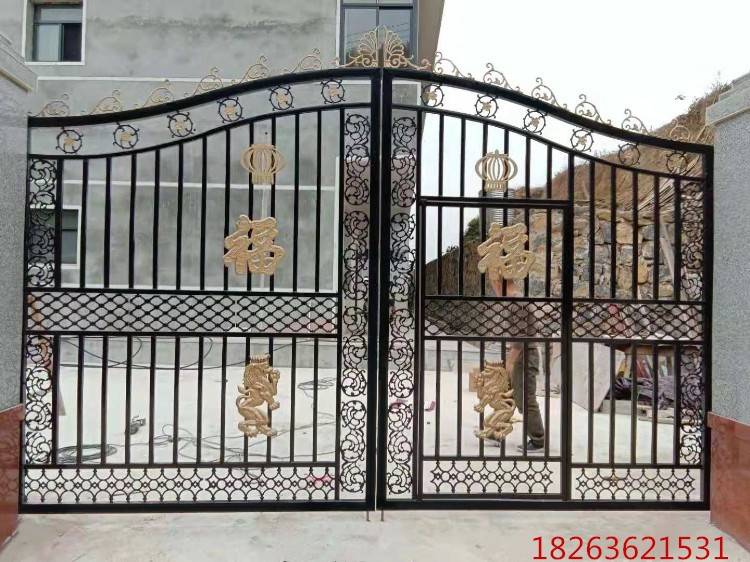 钢仿铝艺别墅庭开院门家用铁艺大门小区院子门双合铝锌金户外大门