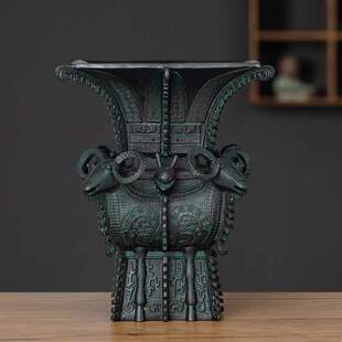 办公室仿古送礼青铜器客厅青铜装饰工艺品尊鼎中式四羊方桌面摆件