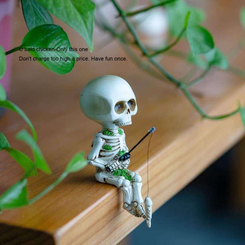 摆件桌面的爸爸送人送钓鱼至死不渝骷髅创意送骷髅同事,家居饰品,桌面摆件,淘宝优惠券,粉丝福利购,淘宝优惠卷