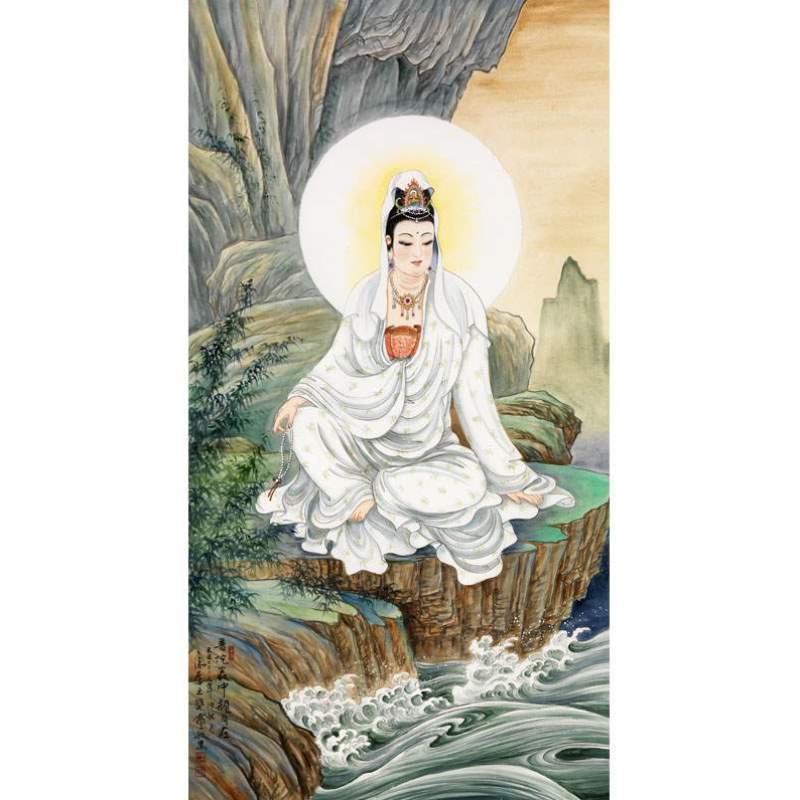 佛像观音观世音画送子观音骑龙挂画观音菩萨南海观音观音画像白衣