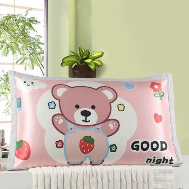 单人冰丝枕头套儿童套凉感32x62款夏凉透气枕套加长卡通枕芯夏季