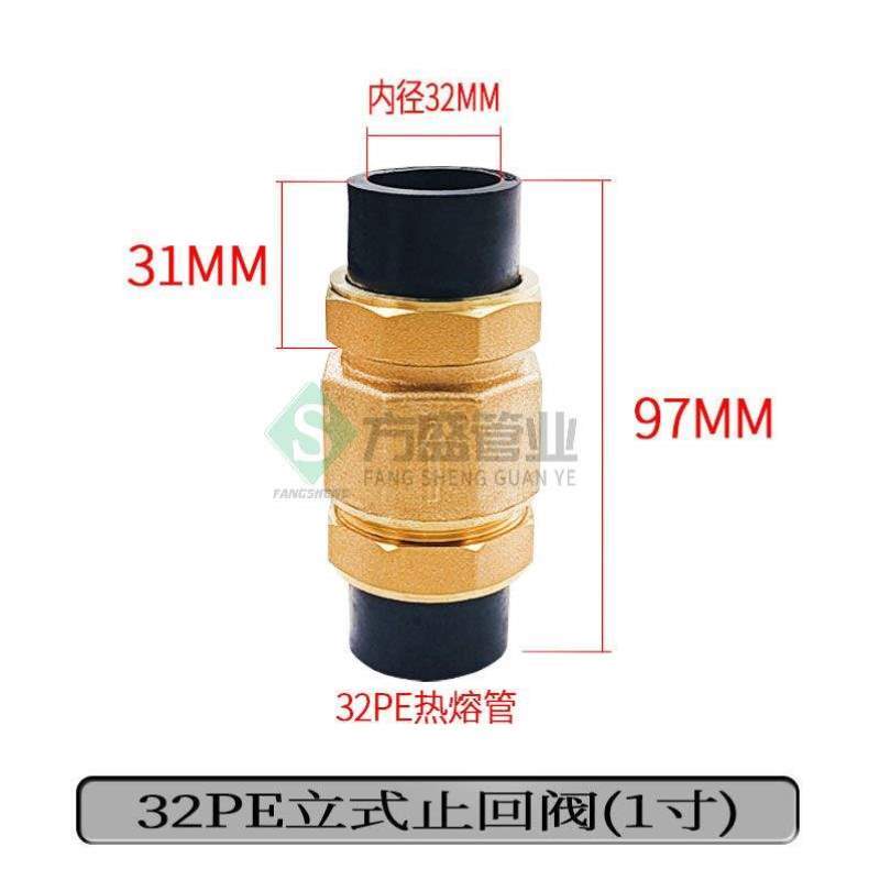 1内外/止阀管道DN40丝水/止回阀4单向阀立式/寸卧式PE6黄铜63分50