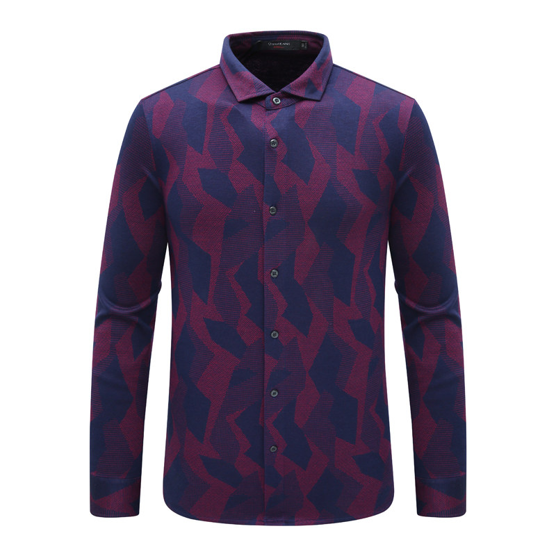 SF179圣男式春秋长袖衬衫 羊毛翻领开衫休闲商务上衣