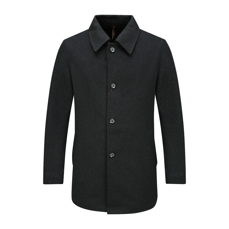 SL131仕东秋冬男式毛呢大衣 羊绒直排扣保暖防风外套 黑色