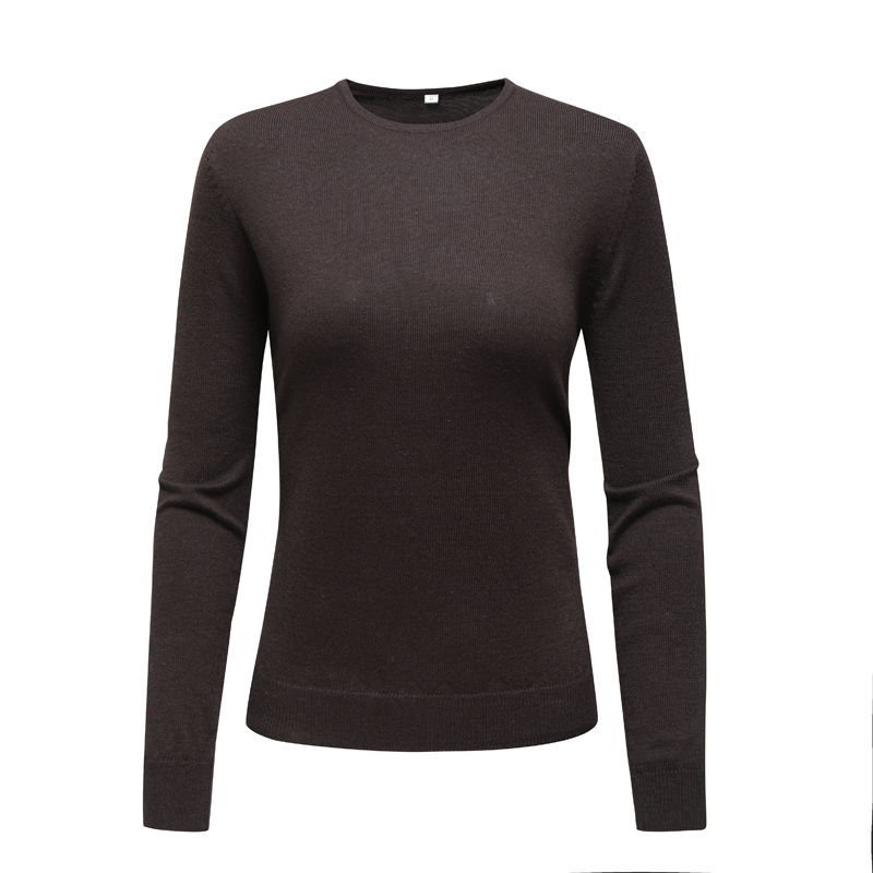 YD127女士春秋毛衣 山羊绒长袖套头圆领休闲上衣