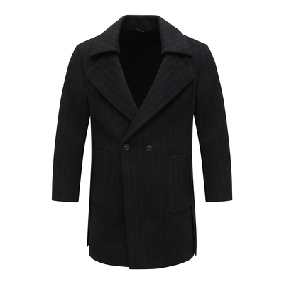 H1318秋冬男毛呢大衣 羊毛拉链保暖防风外套时尚都市 黑色