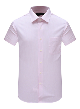 SA56萨男夏季短袖衬衫 棉意大利面料休闲上衣免烫 红色条纹