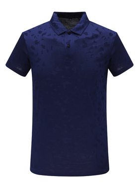H1208男式春夏短袖T恤 丝光棉翻领套头休闲商务POLO衫 深蓝色