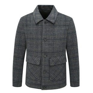 都市 FP575法春秋男式 时尚 绵羊毛直排扣舒适休闲外套 深灰色 夹克