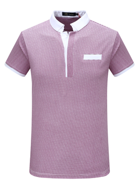 AB1493邦纳男式夏季短袖T恤 棉翻领套头休闲商务上衣 紫色