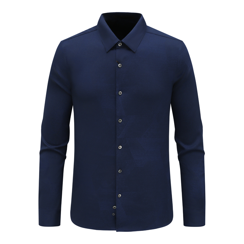 SF419路男式春秋长袖衬衫 羊毛百搭时尚商务休闲上衣弹力