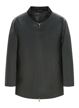 H1270春秋男士皮衣 羊皮革拉链商务休闲外套 时尚都市 黑色