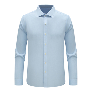 棉百搭商务休闲上衣免烫 衬衫 浅蓝色 长袖 F3663恺春秋男式