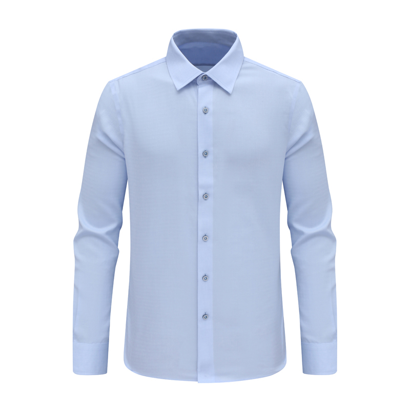 F3625恺春秋男式长袖衬衫 羊毛百搭商务休闲上衣免烫 浅蓝色