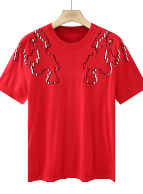 CA145 机场货 卡夏季男式短袖T恤 棉圆领弹力休闲商务上衣 红色