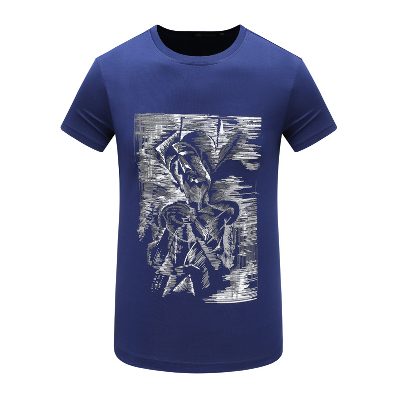 ab1398邦纳男式夏季短袖t恤 棉翻领套头休闲商务上衣 深蓝色