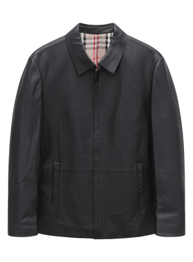 H1174啄春秋男士皮衣 绵羊皮革拉链商务休闲外套 时尚都市