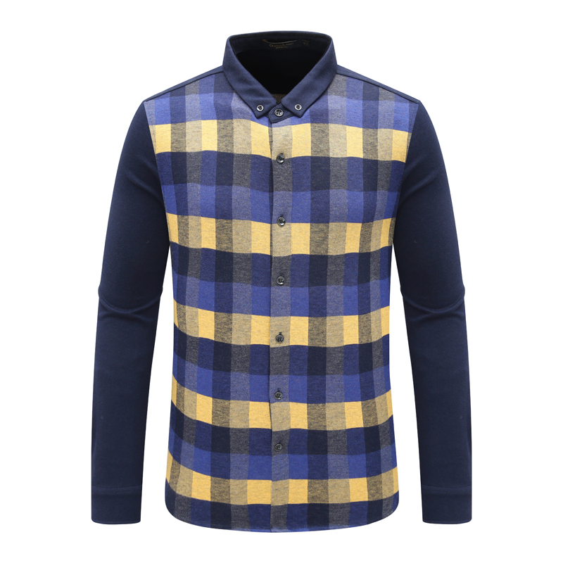 SF139圣男式春秋稍厚长袖衬衫 羊毛百搭时尚商务休闲上衣