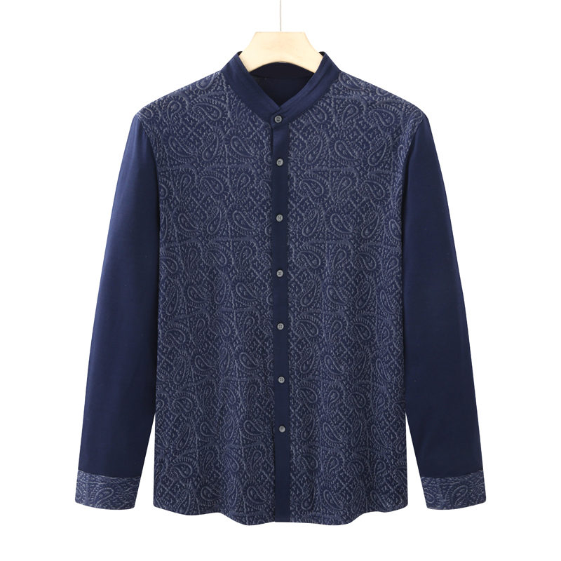 CA137 机场货 卡春秋男式长袖衬衫 棉开衫休闲商务上衣 蓝色弹力