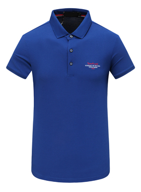SF402路男式夏季短袖T恤 棉翻领套头休闲商务上衣 蓝色