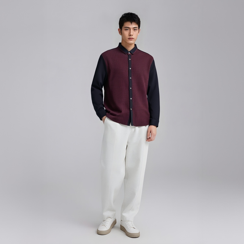 CA184 机场货 卡春秋男式长袖针织衫 羊毛开衫休闲商务上衣暗红色