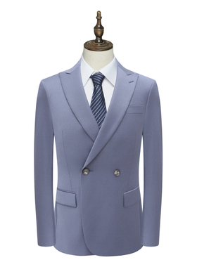 B1659鸟男式春秋西服 羊毛一粒双排扣双开衩商务西装 223222