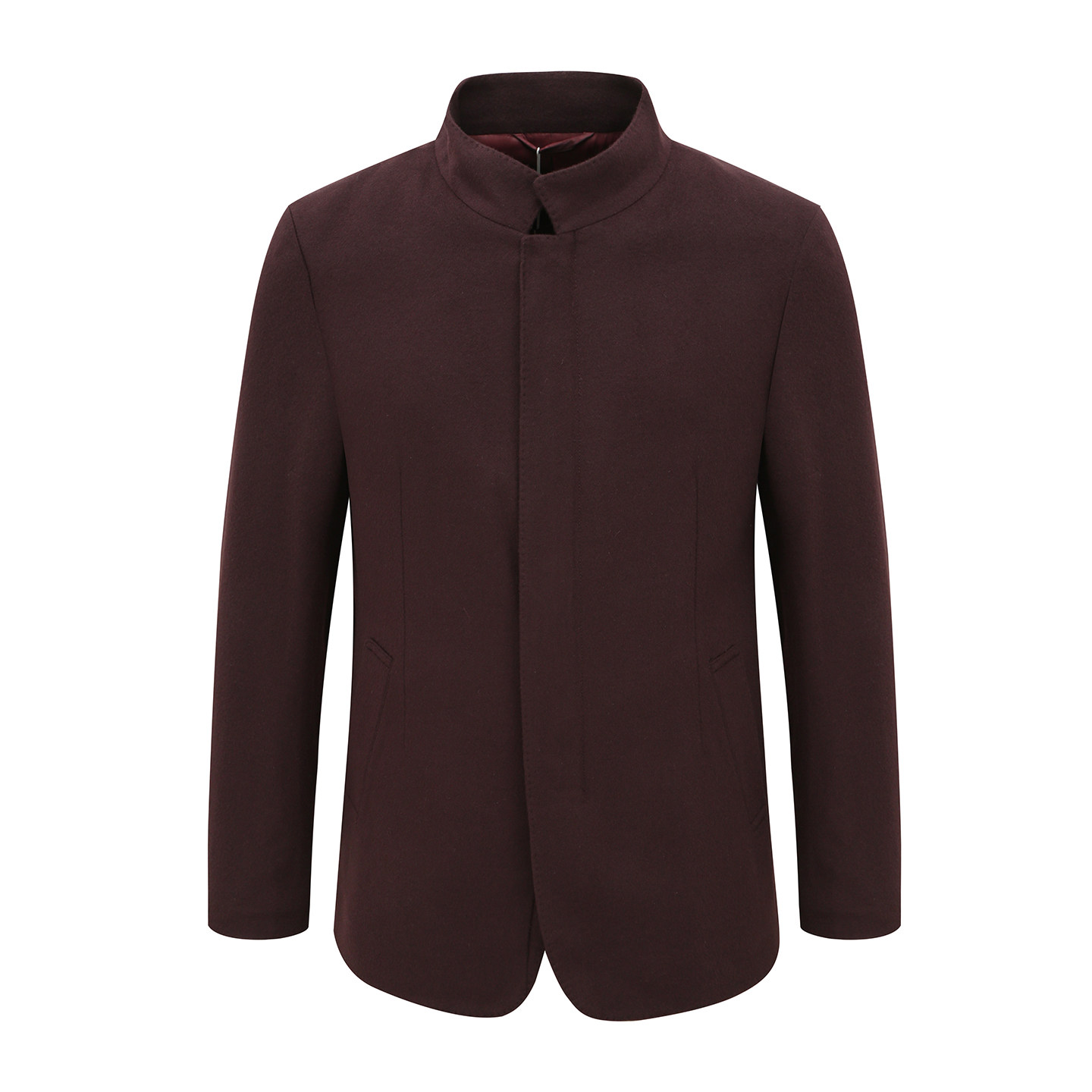 MY514美秋冬男式夹克 羊绒拉链立领舒适休闲外套 时尚都市暗红色