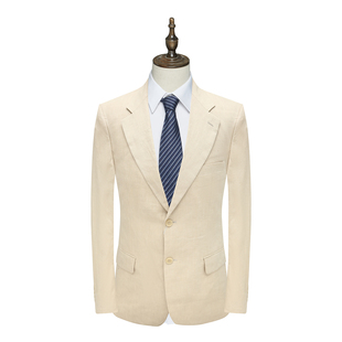 亚麻两粒扣双开衩商务西装 西服 外套 男式 PL10皮夏季