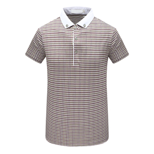 桑蚕丝翻领套头休闲商务上衣 MY268美尔男式 T恤 短袖 红绿条纹 夏季