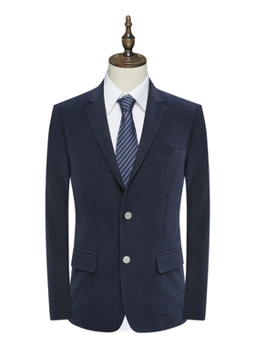 AB650歌男式春秋西服 两粒扣无开衩商务休闲西装 深蓝色弹力