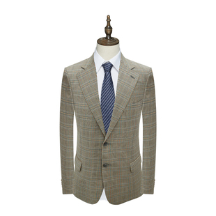 外套 羊毛两粒扣无开衩商务西装 PL80皮春秋男式 西服