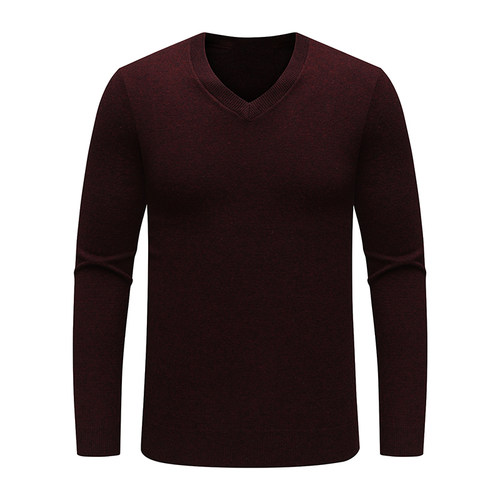 AB853邦纳男式羊毛衫舒适有弹力 羊毛休闲毛衣 暗红