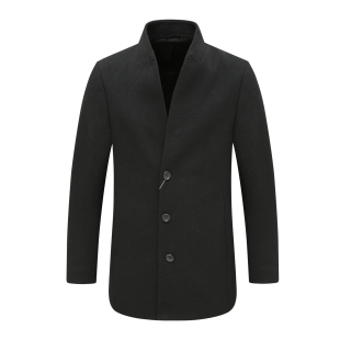 蓝色FK193 羊绒直排扣保暖防风外套 KN75康L尼L秋冬男式 毛呢大衣