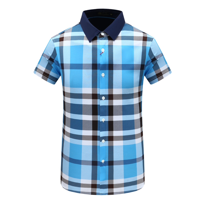 AB1389邦纳男夏季短袖衬衫 棉休闲商务上衣 蓝色 时尚都市