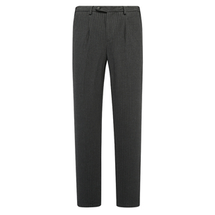 商务休闲长裤 棉中腰修身 灰条 休闲裤 AB1554辛春秋厚度男式