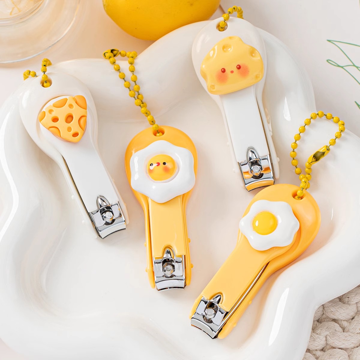 指甲剪2025新款卡通奶酪煎蛋家用防飞溅美甲钳成人便携实用工