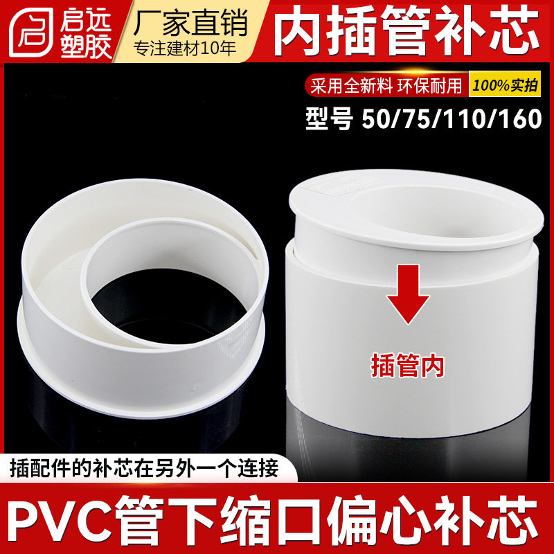 PVC缩口补芯内插管子偏心补芯变径管接头排水管配件5075110160mm图片