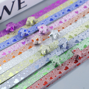 闪钻金粉星星折纸加厚款叠许愿星的纸条儿童手工折星星纸条爱心