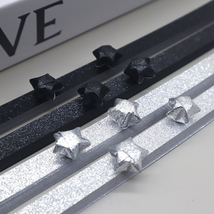 闪亮星星黑色银白色折纸儿童手工叠五角星幸运星许愿瓶星星折纸