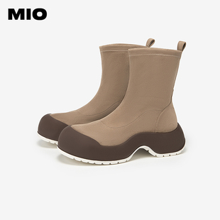 MIO米奥女鞋短靴2024新款秋冬靴子厚底百搭撞色显瘦M245635780