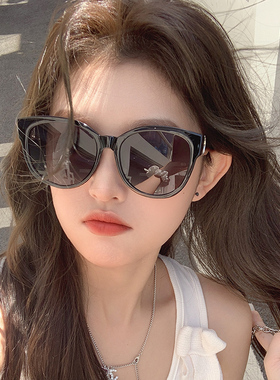 防紫外线黑色大圆猫眼墨镜女