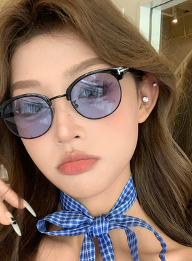 2025新款欧美复古小框墨镜女小脸小红书复古夜视蓝色太阳镜潮ins