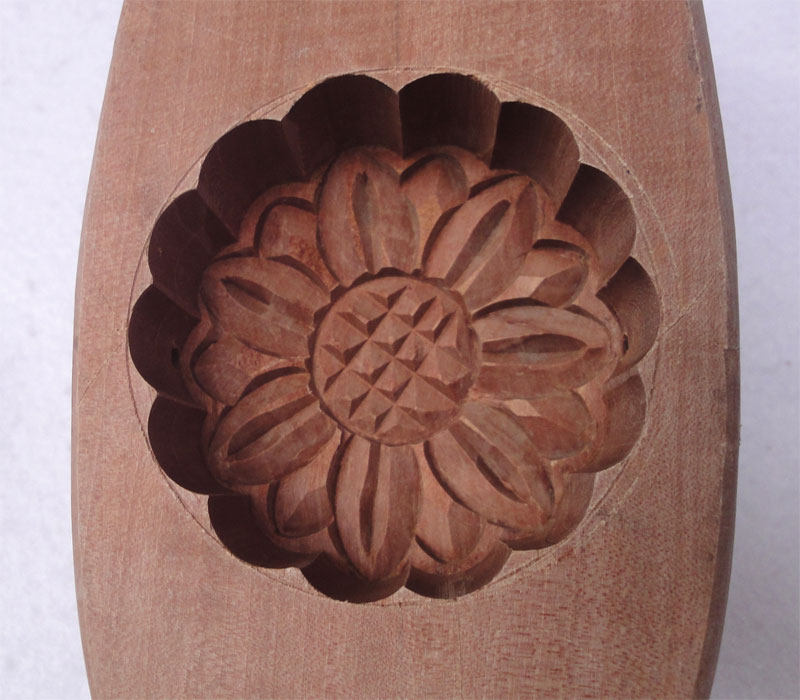 加深 老货太阳花型木质模具中秋月饼模具烘焙磕子全花纹木质模具