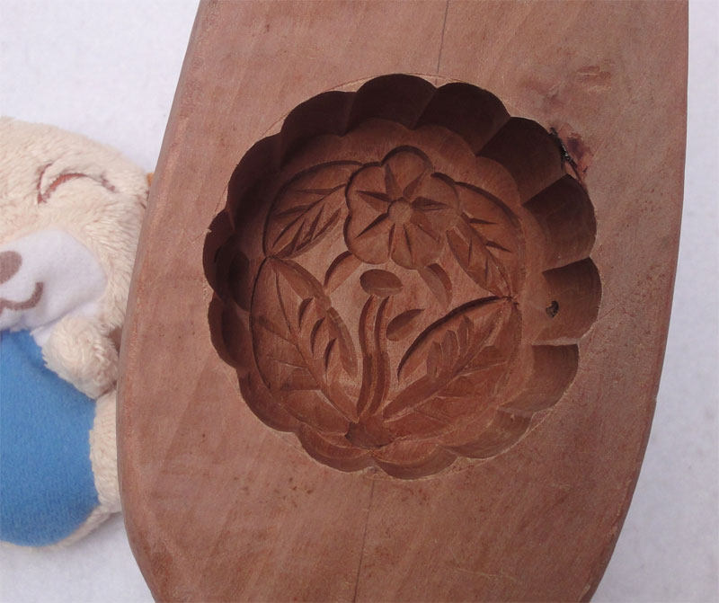 陈年老货花朵花型木质模具中秋月饼模具烘焙磕子全花纹深约3cm