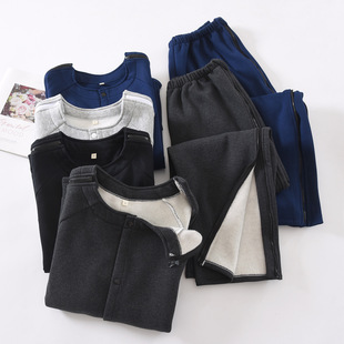 男款大码加厚棉拉绒护理服秋冬保暖宽松术后康复服卧床针灸理疗服