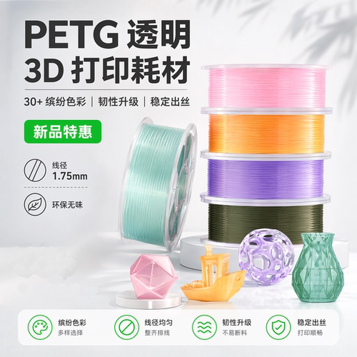 PETG透明高韧3D打印线材1.75mm