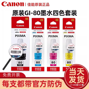 佳能原装正品GI-80墨水G6080 G5080 GM2080  G7080 GM4080 彩色黑色喷墨连供打印机一体机4色