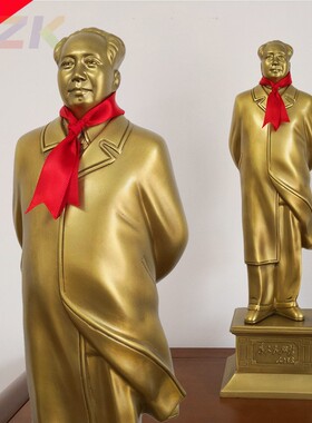 毛主席铜像黄铜客厅摆件毛泽东雕塑像风衣背手站像办公室工艺摆t5