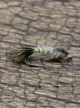 兔饵若虫飞蝇钩Gold-Rib Hare's Ear Nymph 14# N21608